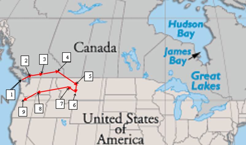 Beskrivning: Beskrivning: Beskrivning: Beskrivning: Beskrivning: 2005 Canada Summer Tour map
